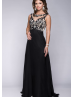Sheer Tulle Beaded Lace Long Chiffon Prom Dress